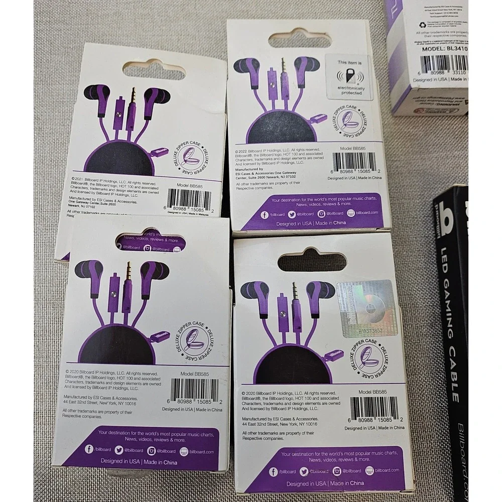 8pc Billboard & Wireless Gear Bundle Earbuds LED Gaming Cable Car Chargers NEW